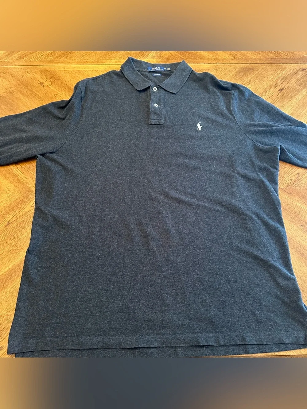 Polo Ralph Lauren Long Sleeve Gray Henley Polo White Pony Size XXL Preppy Casual